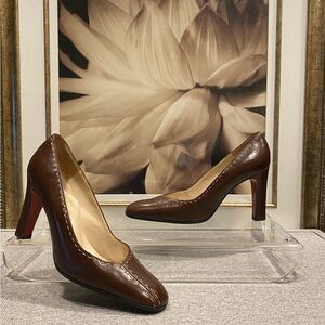 Elegant Brown Christian Louboutin Leather Women's Heels